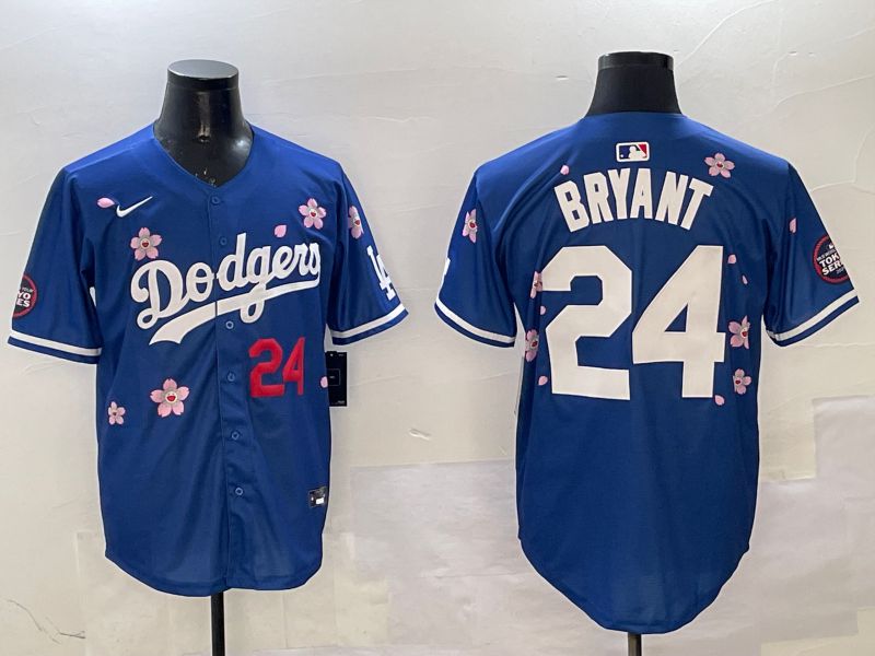 Men Los Angeles Dodgers #24 Bryant Blue Sakura Edition 2025 Nike MLB Jersey style 6->los angeles dodgers->MLB Jersey
